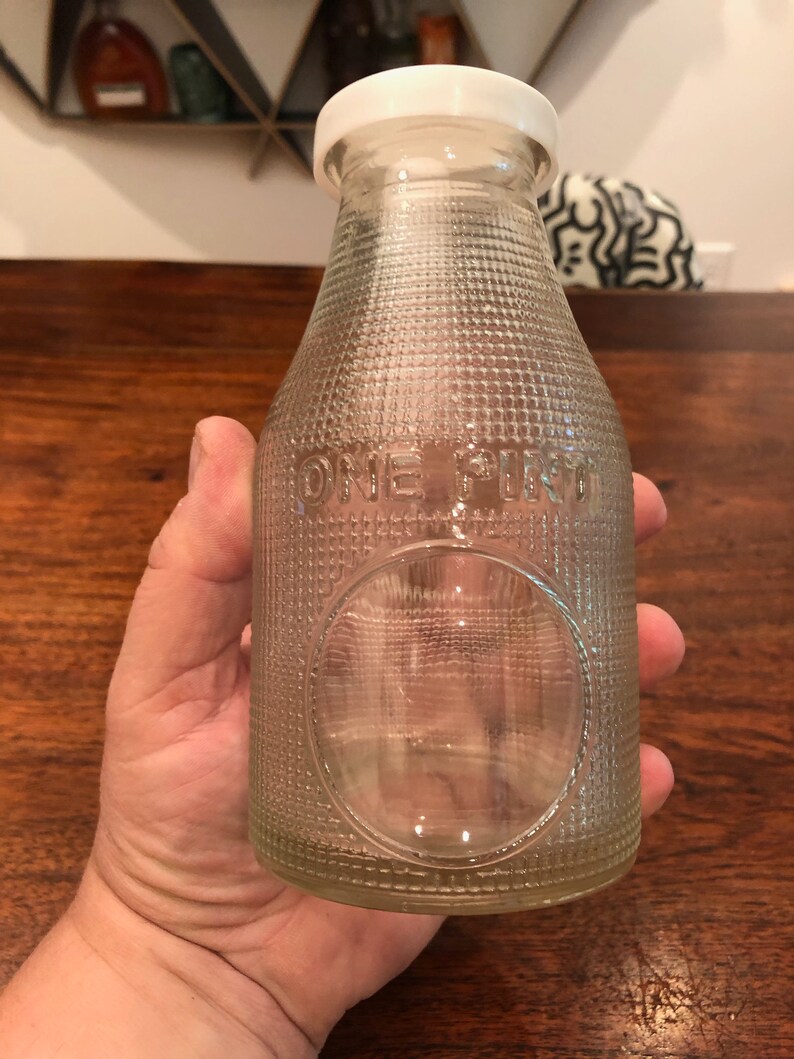 Sale Set of 2 Vintage Pint & Quart Glass Bottles with Rubber Etsy