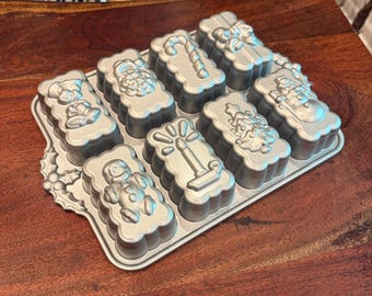 Vintage Nordic Ware Antihaft-Dickes Aluminium Urlaub Mini Laib Kuchenform - Nordic Ware Weihnachtsbäcker Koch Zubehör - Weihnachtsdekor