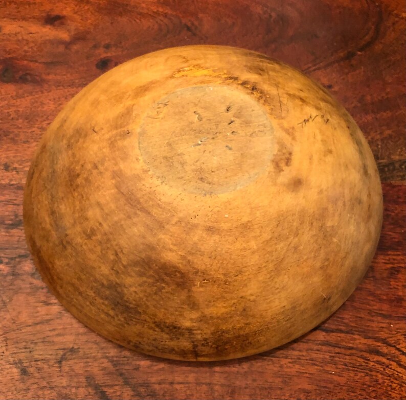 Antique Maple Turned Wood Bowl Vintage Rustic Country Farmhouse Farm