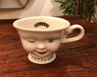 Vintage Baileys Irish Cream Ceramic White 8 oz. Teacup with Printed Signature by Helen Hunt for the Los Angeles Youth Network