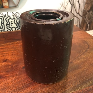 Antique Brown Glazed Stoneware Crock Jar - Antique Stoneware Jar - Antique Farmhouse Decor - Antique Farmhouse Kitchen Decor