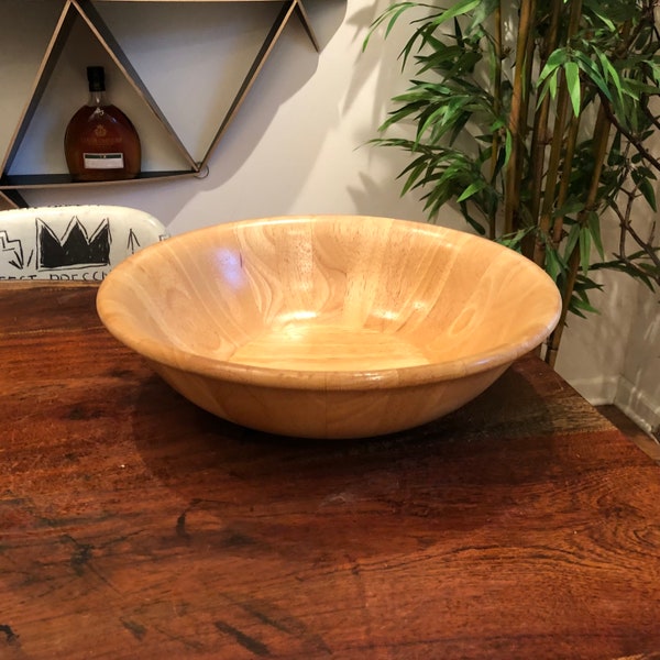 Vintage DANSK Danish Modern International Designs 14" Staved Wood Salad Bowl - Danish Modern Home Kitchen Decor - Large Wooden Serving Bowl