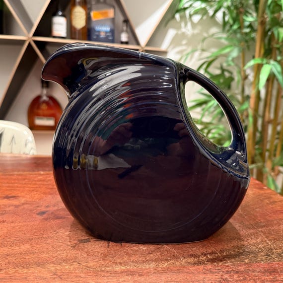 Vintage Dark Navy Blue Fiesta Ware Art Deco Pottery Ceramic 67 Oz