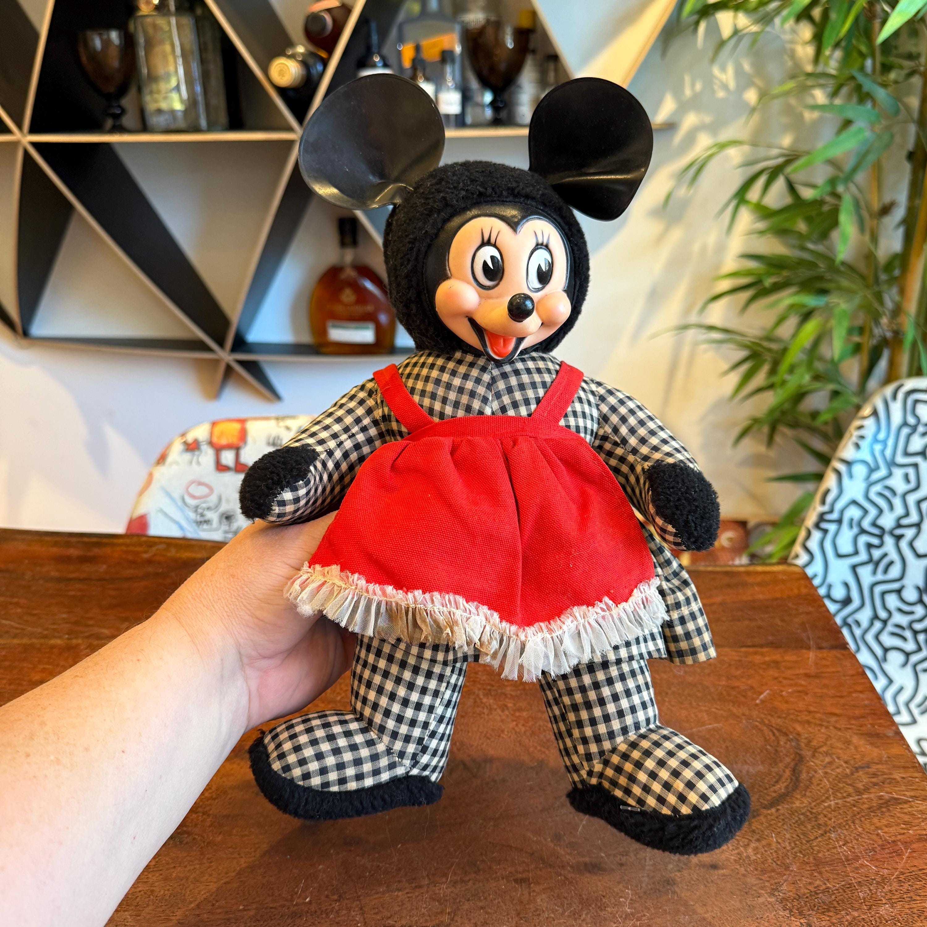 Vintage 1940s Walt Disney Minnie Mouse Plush Stuffed Animal Doll