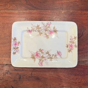 Antique 1800&#39;s English D & D Ironstone China Floral Transferware 13&quot; Serving Platter - Country Cottage Farmhouse Farm Kitchen Decor
