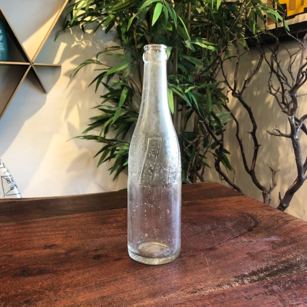 Vintage c. 1944 Clear Glass Pepsi-Cola Bottle by Owens-Illinois Glass Co. - Pepsi Soda Pop Memorabilia - Mid Century 1940's Cola Diner Decor