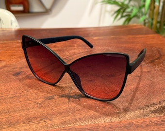 Vintage Linda Lux Damen Übergroße Cat Eye-Sonnenbrille - Damen Outdoor Eyewear - Markiert P-6355-OC CE