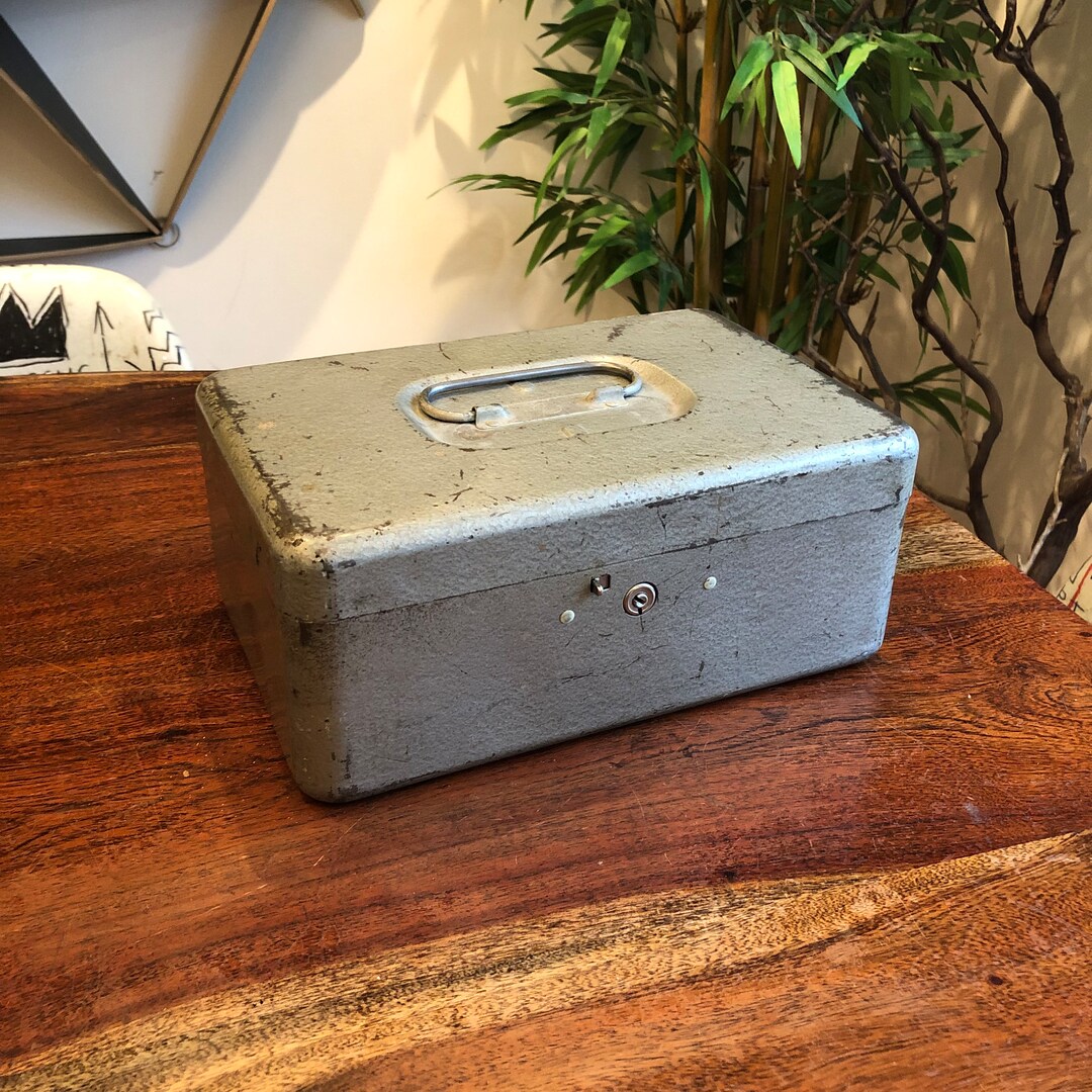 Mid Century Silver Steel Lock Box No Key Vintage 1950's Storage Box ...