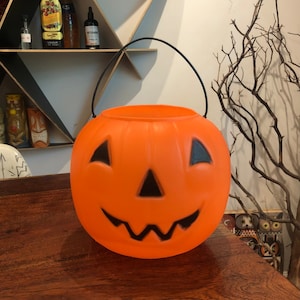 Vintage Jack-O-Lantern Halloween Trick or Treat Blow Mold Candy Bucket by General Foam Plastics - Vintage Halloween Decoration