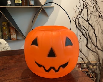 Vintage Jack-O-Lantern Halloween Trick or Treat Blow Mold Candy Bucket by General Foam Plastics - Vintage Halloween Decoration