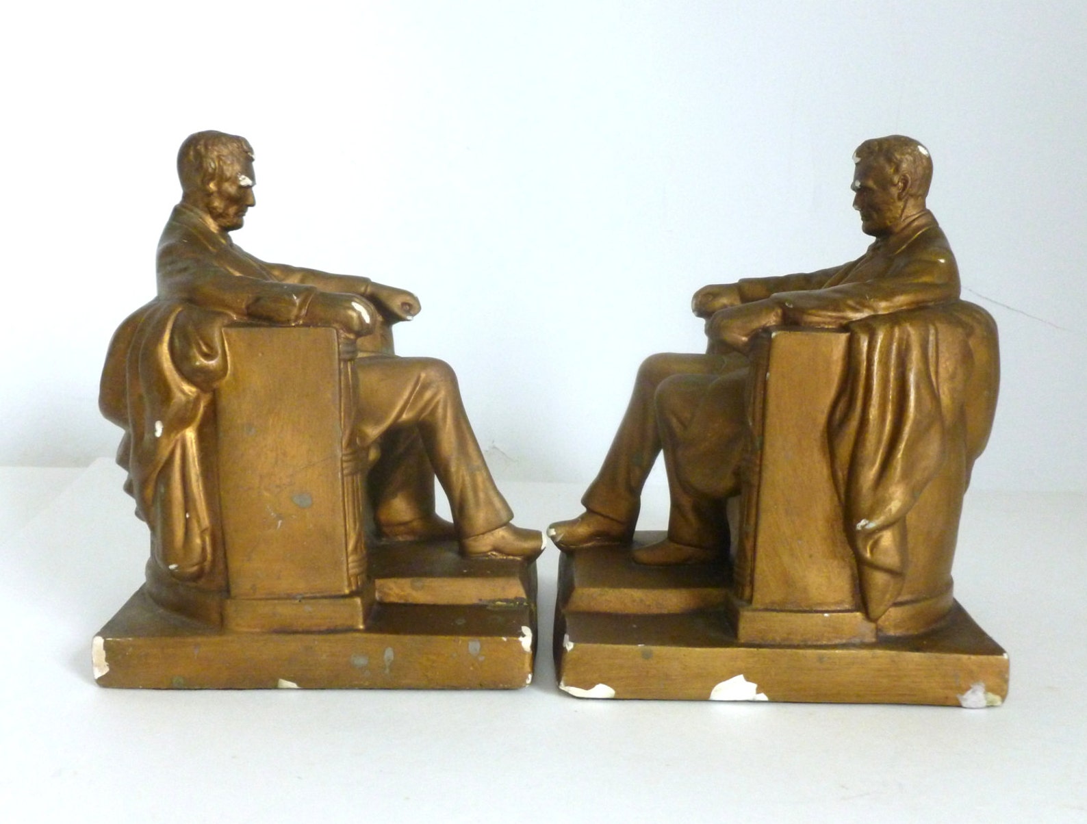 Mid Century Plaster President Abraham Lincoln Bookends Etsy