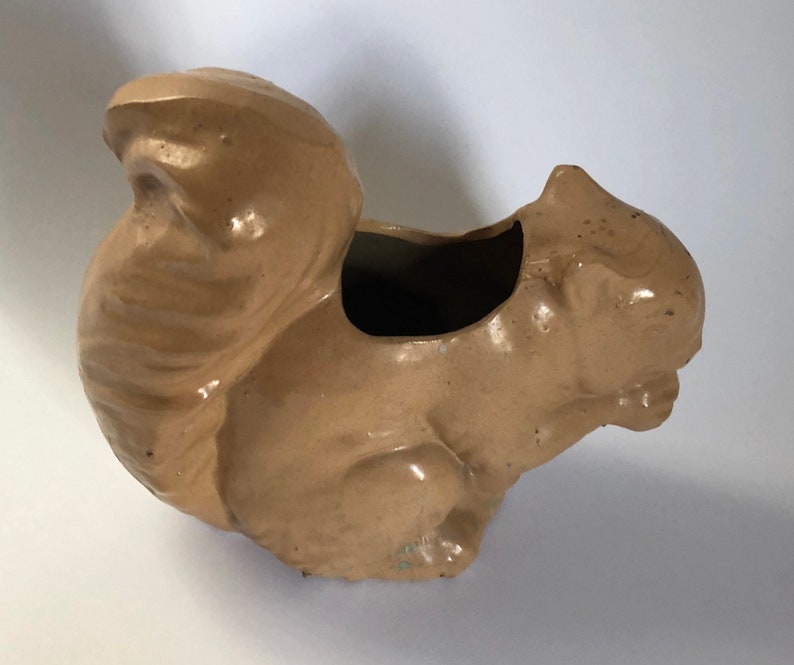Sale Mid Century Brown Squirrel Clay Pottery Flower Pot / | Etsy