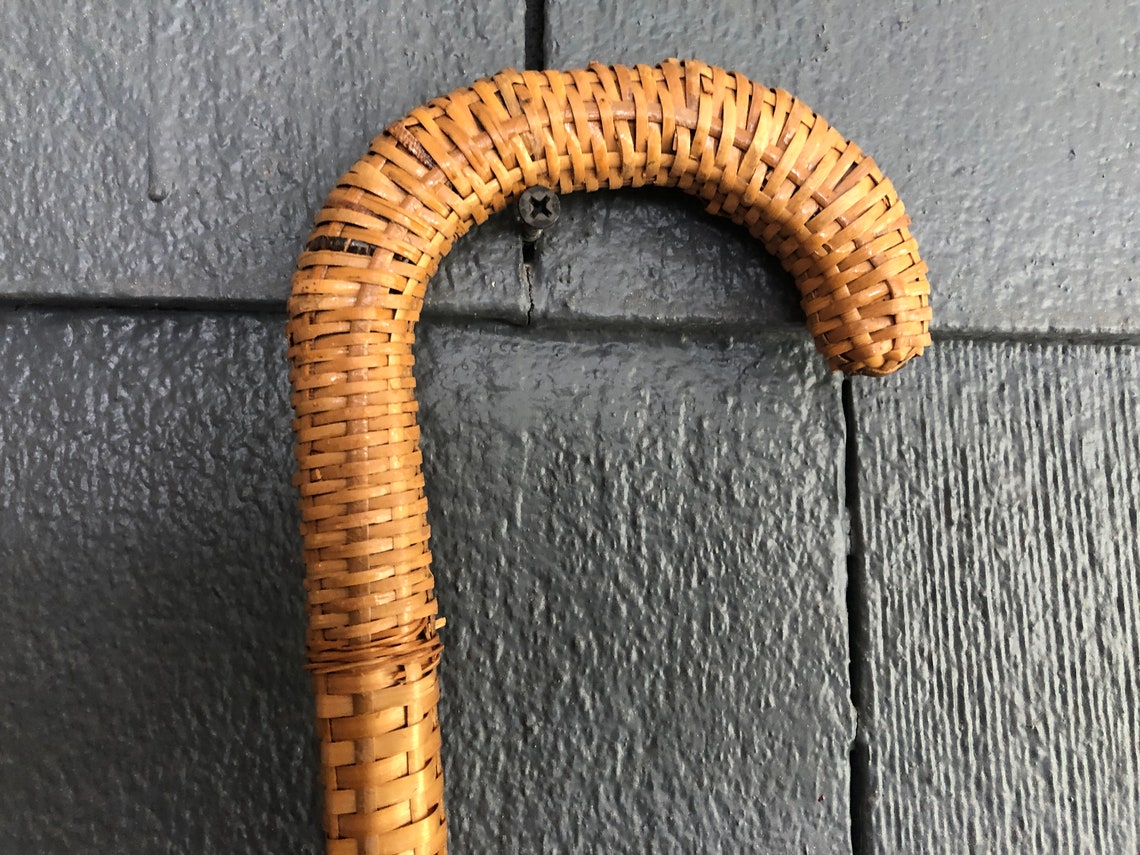 Sale Mid Century Holz & Rattan Walking Cane Etsy