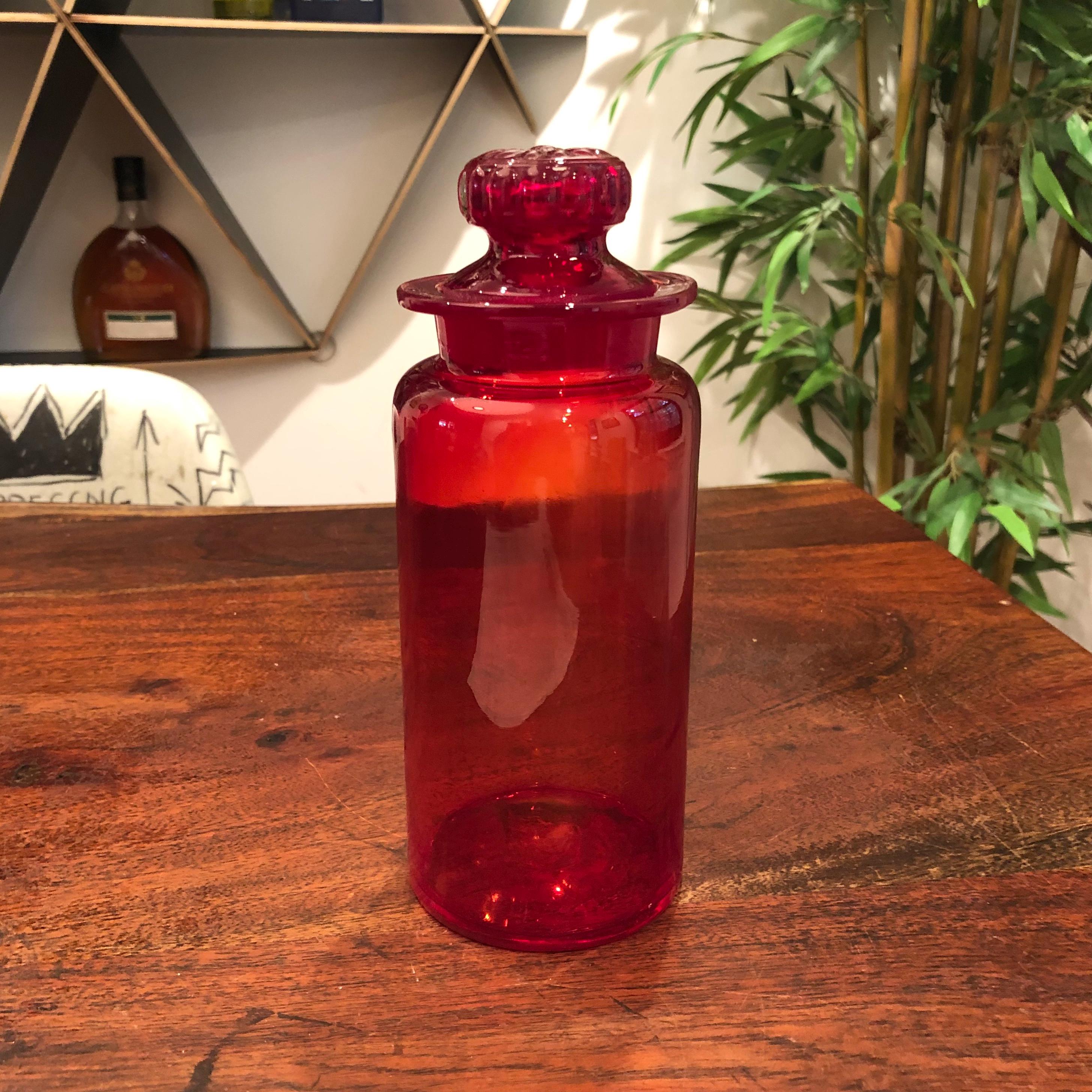Vintage 1960's Japanese Takahashi Red Glass Apothecary