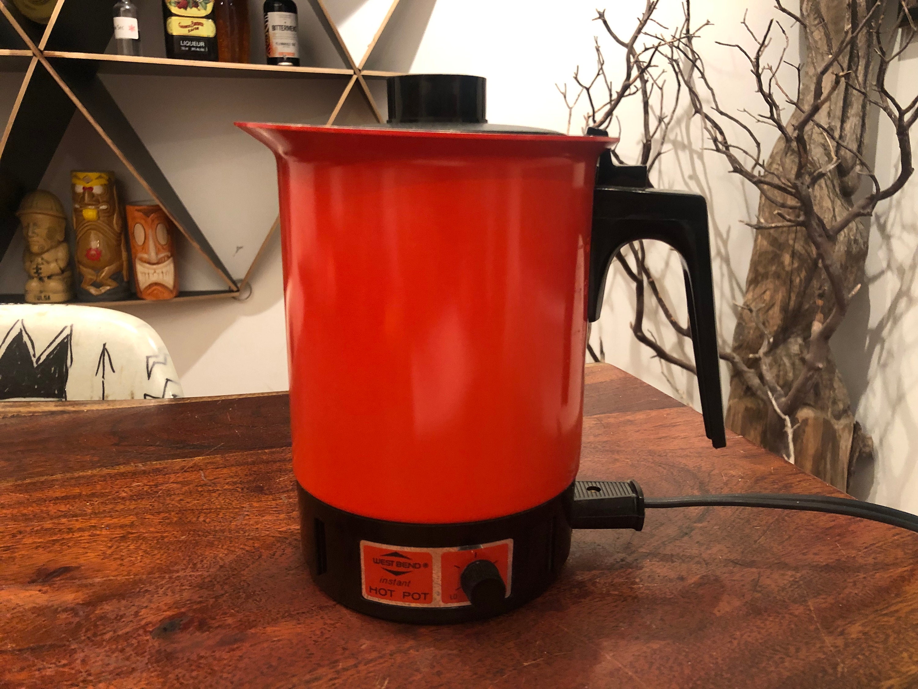 Vintage 1970's Mod WEST BEND 36 Oz. Burnt Orange Electric Instant Hot Pot  for Water Soups & Other Liquids Retro Orange Kitchen Appliance 