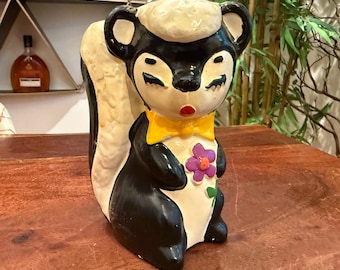 Vintage Napco Ceramic Skunk Coin Bank, Fur Tail, Made in Japan - Etsy
