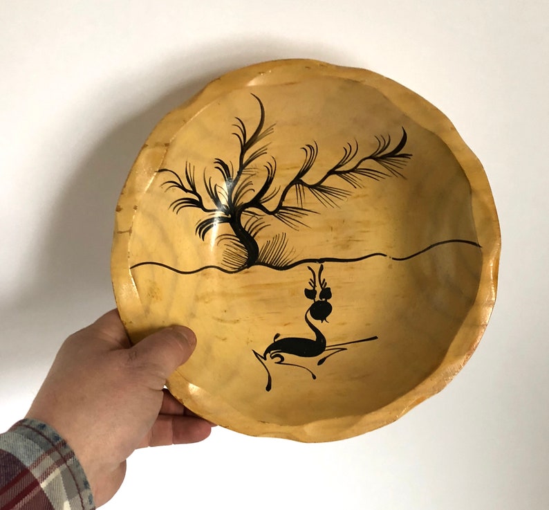 Sale Vintage Mexican Hand Painted with Deer /& Tree