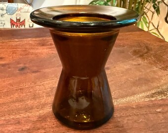 Vintage 1970s Dansk Designs FINLAND Portavelas de vidrio marrón diseñado por IHQ Jens Quistgaard - Decoración del hogar escandinavo moderno danés finlandés