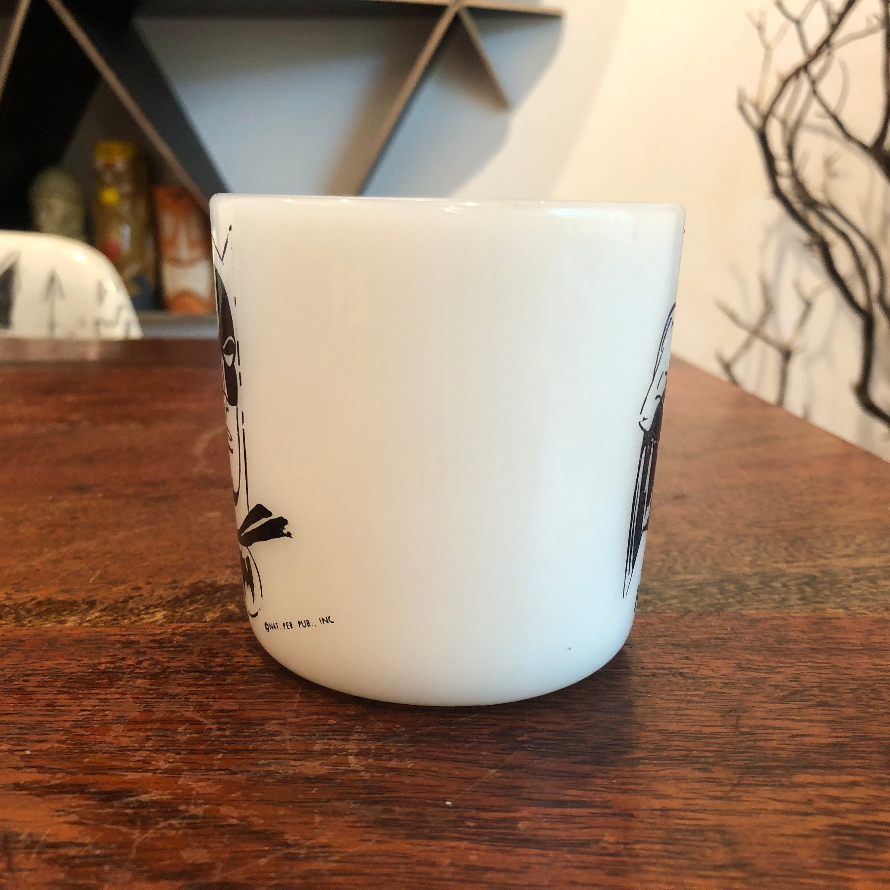 Vintage C. 1966 Batman Superhero Milk Glass 8 Oz. Coffee Mug