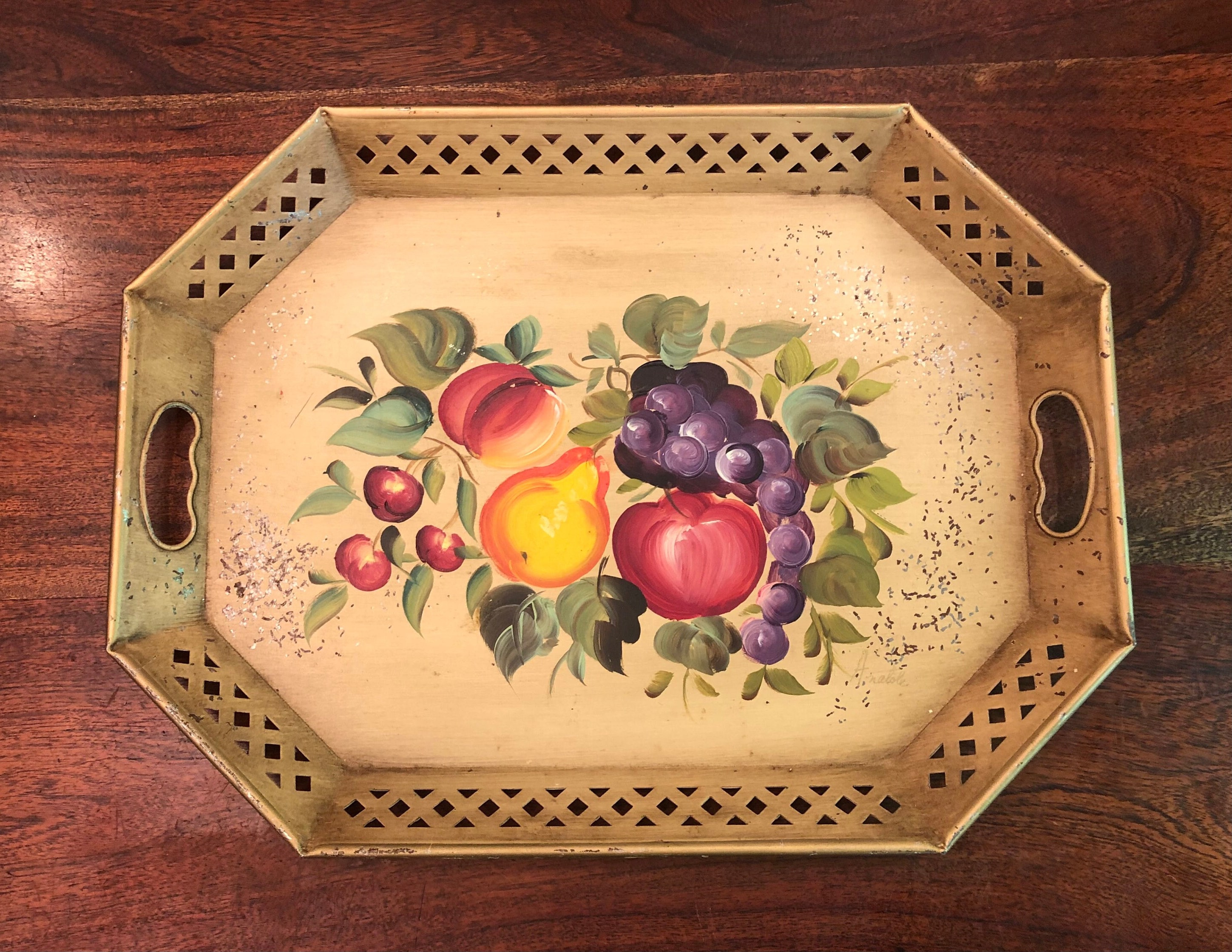 Louis Vuitton Hand Painted Tray on Stand - georgenantiques