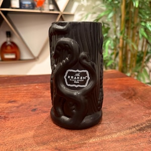 Vintage Release The Kraken Black Spiced Rum 24 oz. Ceramic Tiki Glass - Tiki Bar Barware Home Decor - Sea Monster Sea Creature Grog