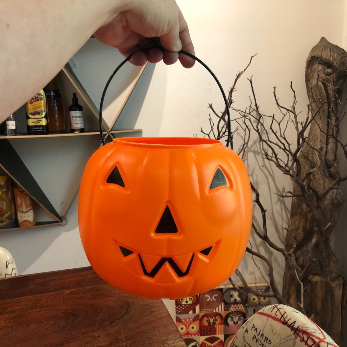 Vintage Jack-o-lantern Halloween Trick or Treat Blow Mold Candy Bucket ...