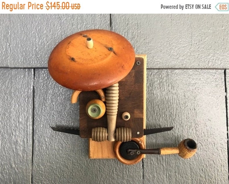 Sale shops Handmade Frenchman Assemblage Wall Sculpture by Joe Blake