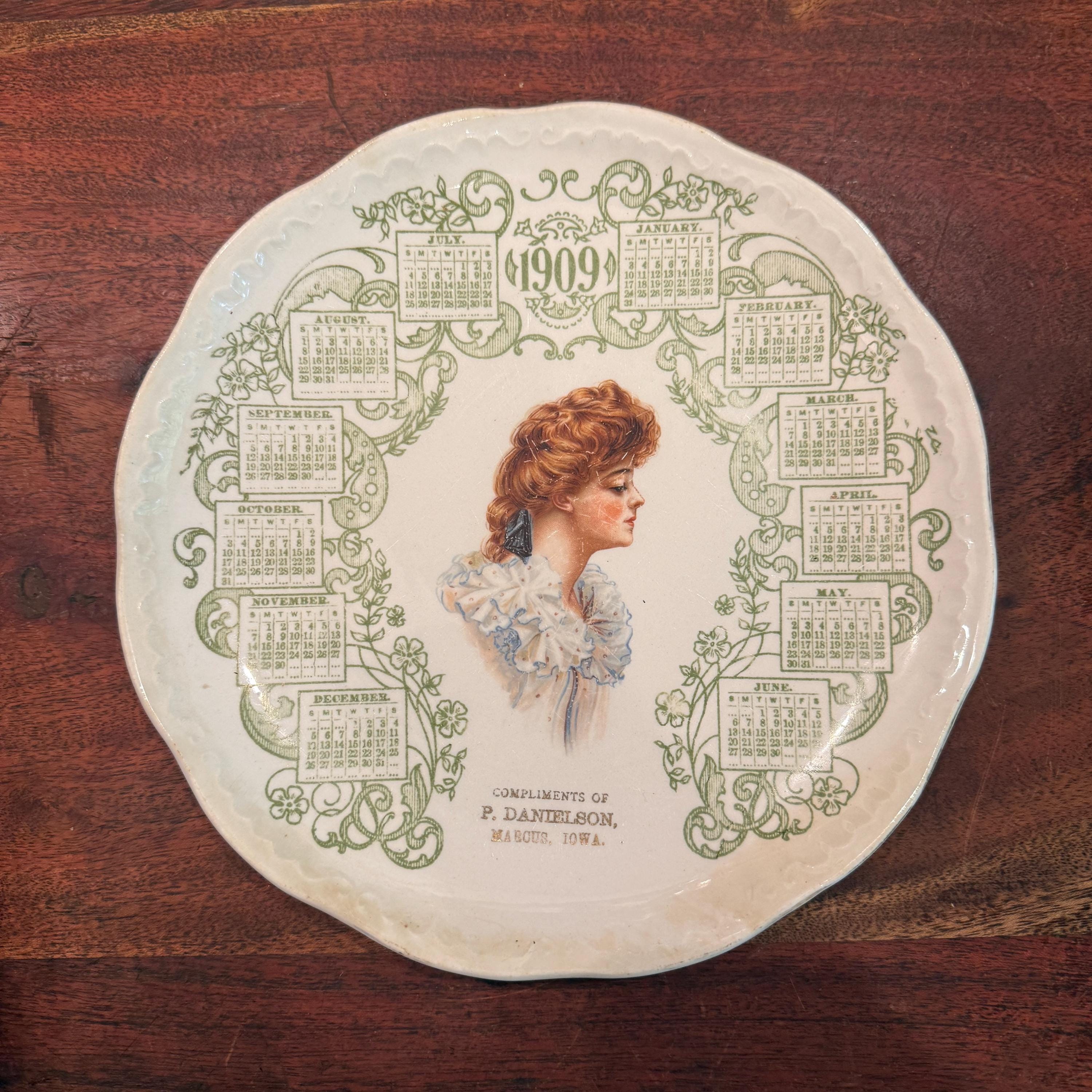 1909 Calendar Plate - Etsy