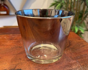 Mid Century Dorothy Thorpe Silver Fade Glass Ice Bucket / Wine Chiller - Vintage MCM Retro Silver Hombre Bar Decor Barware