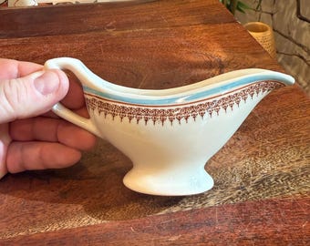 Jarra de crema personal de cerámica Lamberton China Sterling Transferware de mediados de siglo, 120 ml (4 oz) - Vajilla vintage para salsera de restaurante.