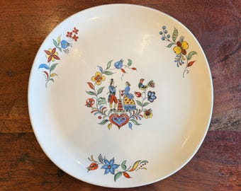 Mid Century 1960s Iva-Lure By Crooksville USA H-T American Folk Art Pennsylvania Dutch 12-1/8" Ceramic 12-1/8" Square Platter Country Decor