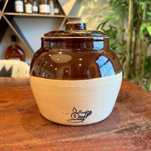 Antique RRP Co. Robinson Ransbottom Pottery Company #2 Stoneware Bean Pot / Cookie Jar - Lid Not Original - Vintage Salt Glaze Pottery Jar