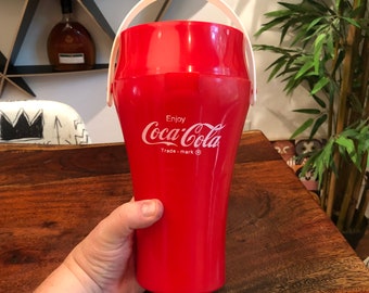 Vintage 1980's Coca-cola & Godfather's Pizza Souvenir 32 Oz. Red