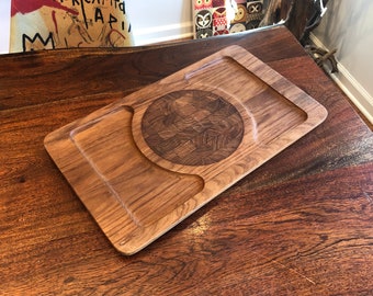 Vintage 1970's Danish Modern Teak Cutting Board Serving Tray - Danish Modern Teak Cheese & Crackers Tray - Danish Modern Serving Tray