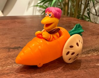 Vintage 1988 McDonald's Happy Meal Fraggle Rock Gobo Fraggle Vegetable Radish Racer Toy - 1980s 80s Miniature Toys Cucumber Jim Henson
