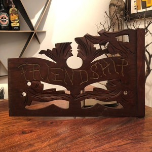 Antique 1800&#39;s Victorian Hand Carved Wooden Fretwork FRIENDSHIP Architectural Part  - Vintage 19th Century Farmhouse Decor