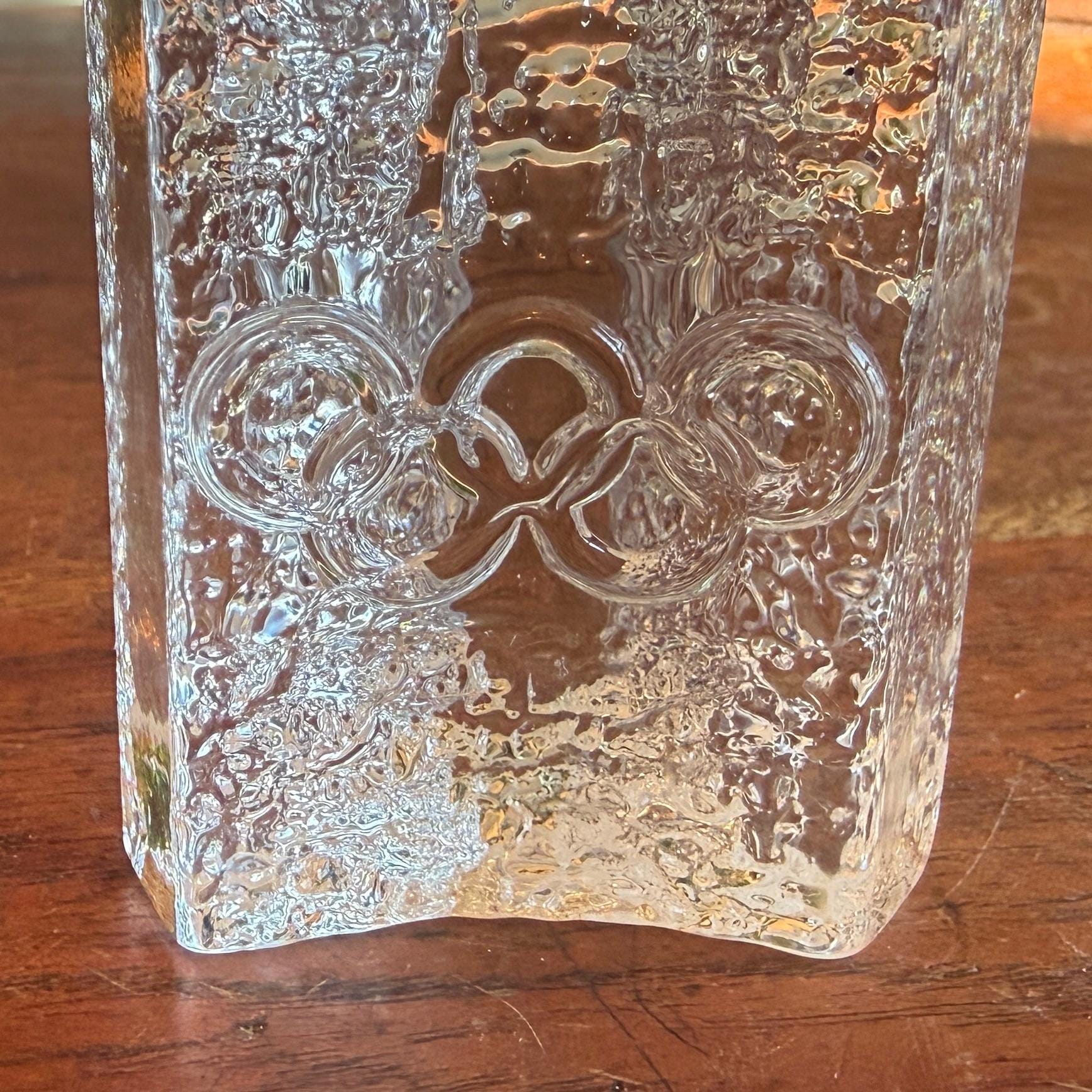 Vintage 1984 Orrefors Sweden Glass Olympic Torch Votive / Tealight