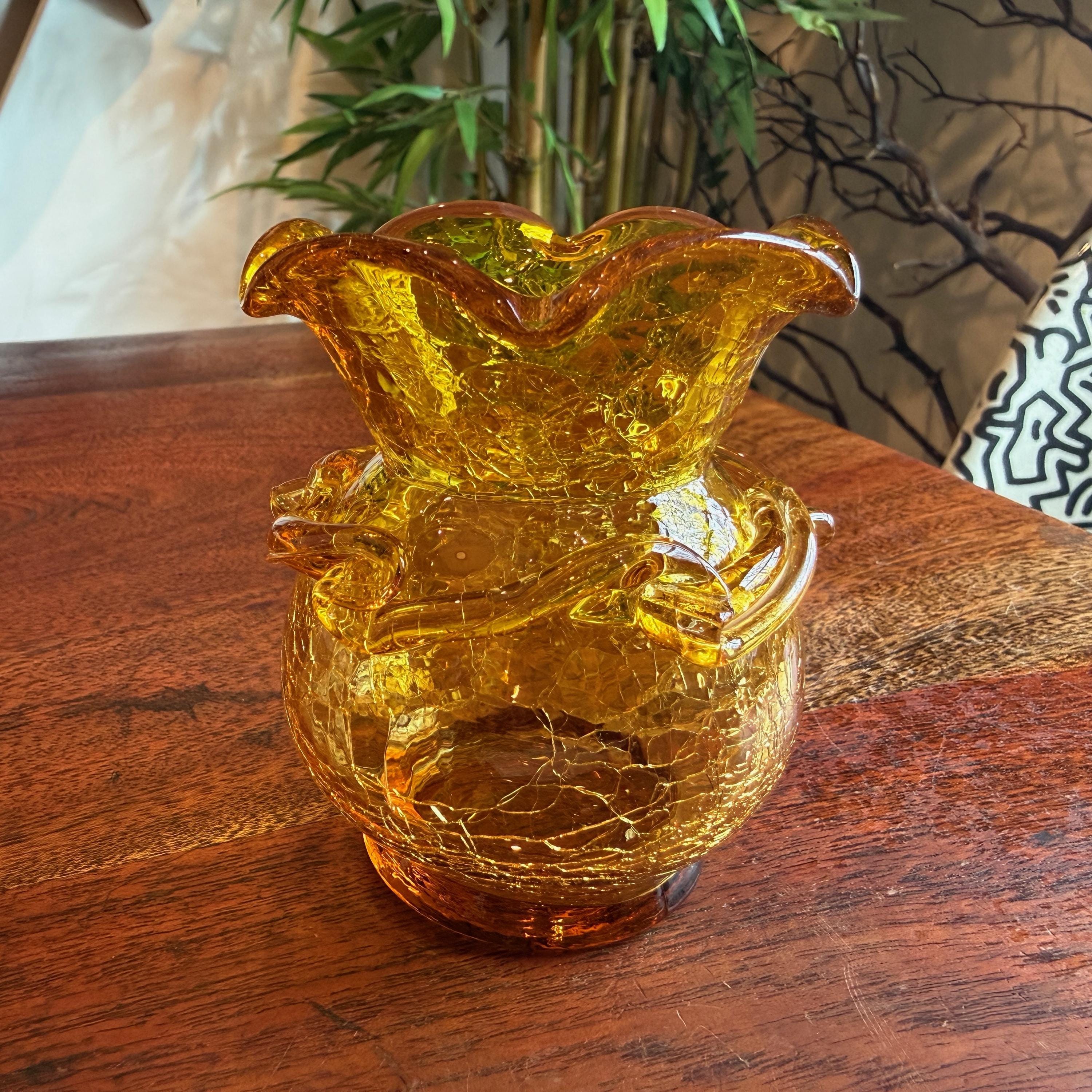 Crackle Glass Mini Vase - Etsy
