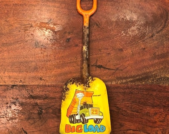 Vintage 1970s Pressed Steel BIG LOAD 29 Dump Truck Children's Sand Shovel Beach Toy by Ohio Art - Beach House Home Decor 70s Kid's Sand Toy