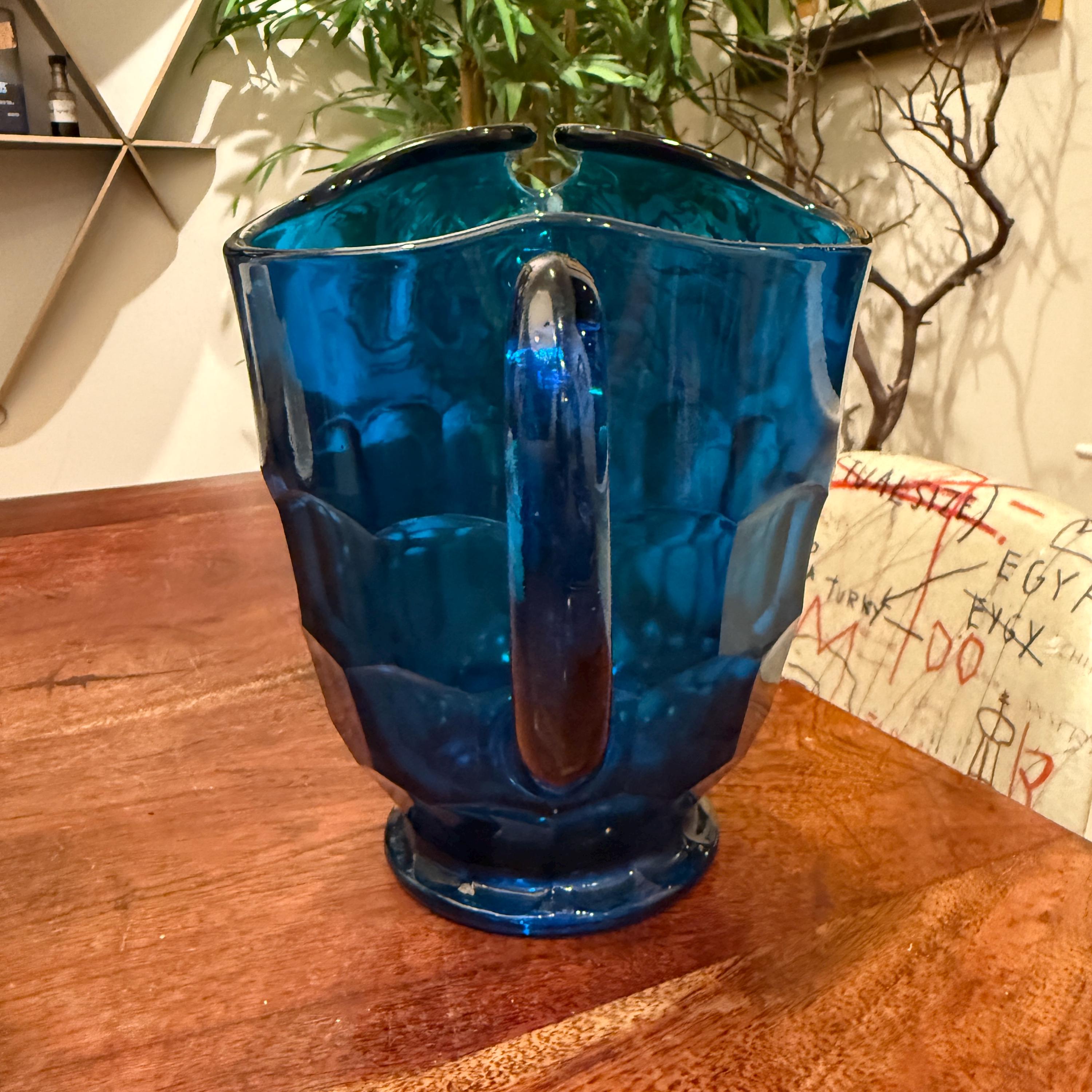 Vintage 1960's Viking Glass Electric Blue Georgian Thumbprint