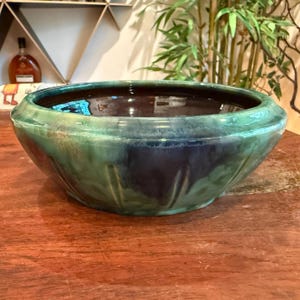 Vintage 1930-1950-tal Kanadensisk Madalta 7 Blågrön Polygon Skål / Jardiniere Nr 21 - 30-40-50-tal Blomkruka Planter Medicinhatt Kanada