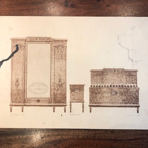 Antique 1800&#39;s French Bedroom Catalog Page Advertisement from A. Bonnemaison - 19th Century French Advertisement - Old 1800&#39;s French Art
