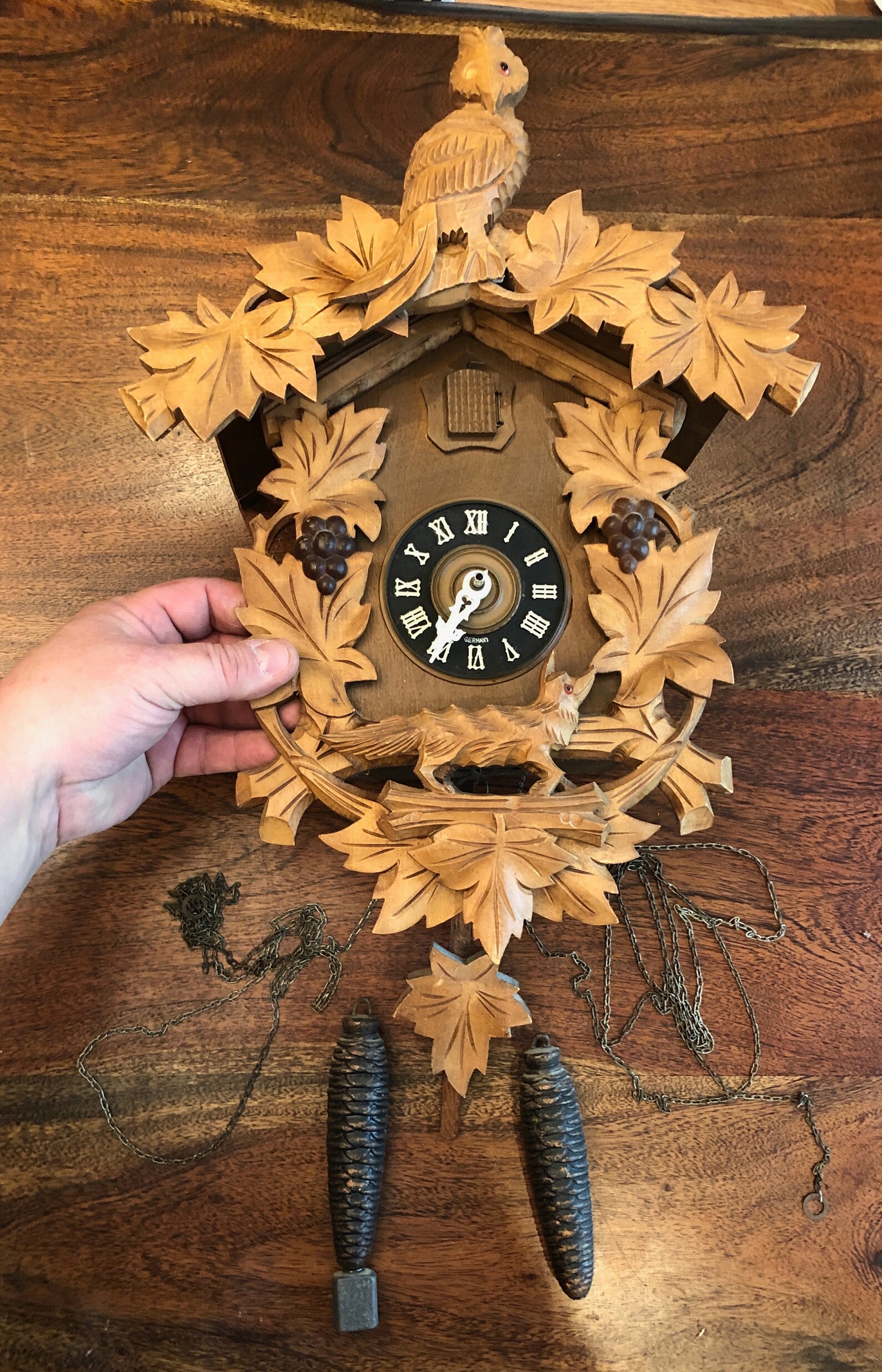 Sale Mid Century Hand Carved German Cuckoo Clock with Owl & Etsy