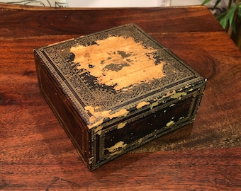 france vintage stencil wood box