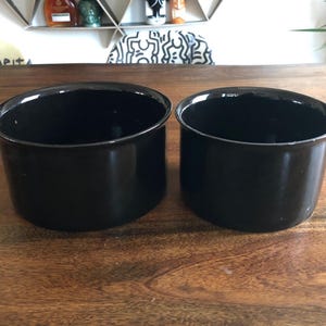 Set of 2 Vintage 1970&#39;s Swedish BodaNova Jet Black Ceramic Baking Dishes / Serving Dishes - Made in Sweden - Scandinavian Decor