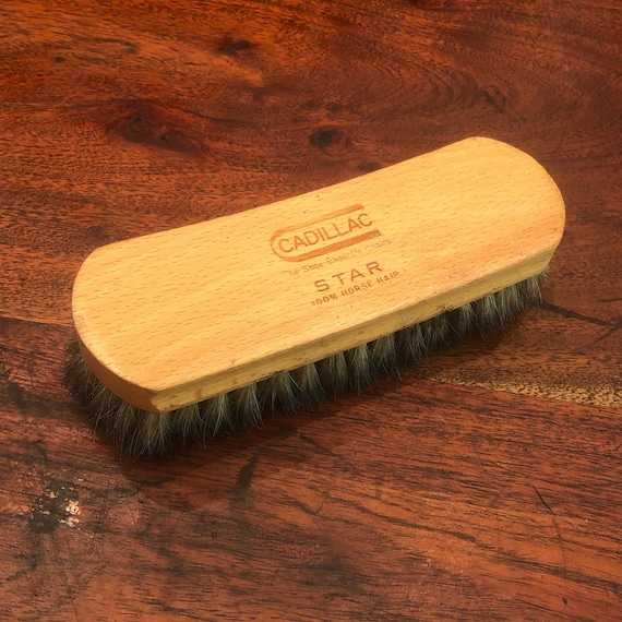 Mid Century Israeli Horse Hair Shoe Shine Brush by Cadillac Star - Vintage Shoe Shining Tool - Shoe Shine Equipment - Horsehair Brush