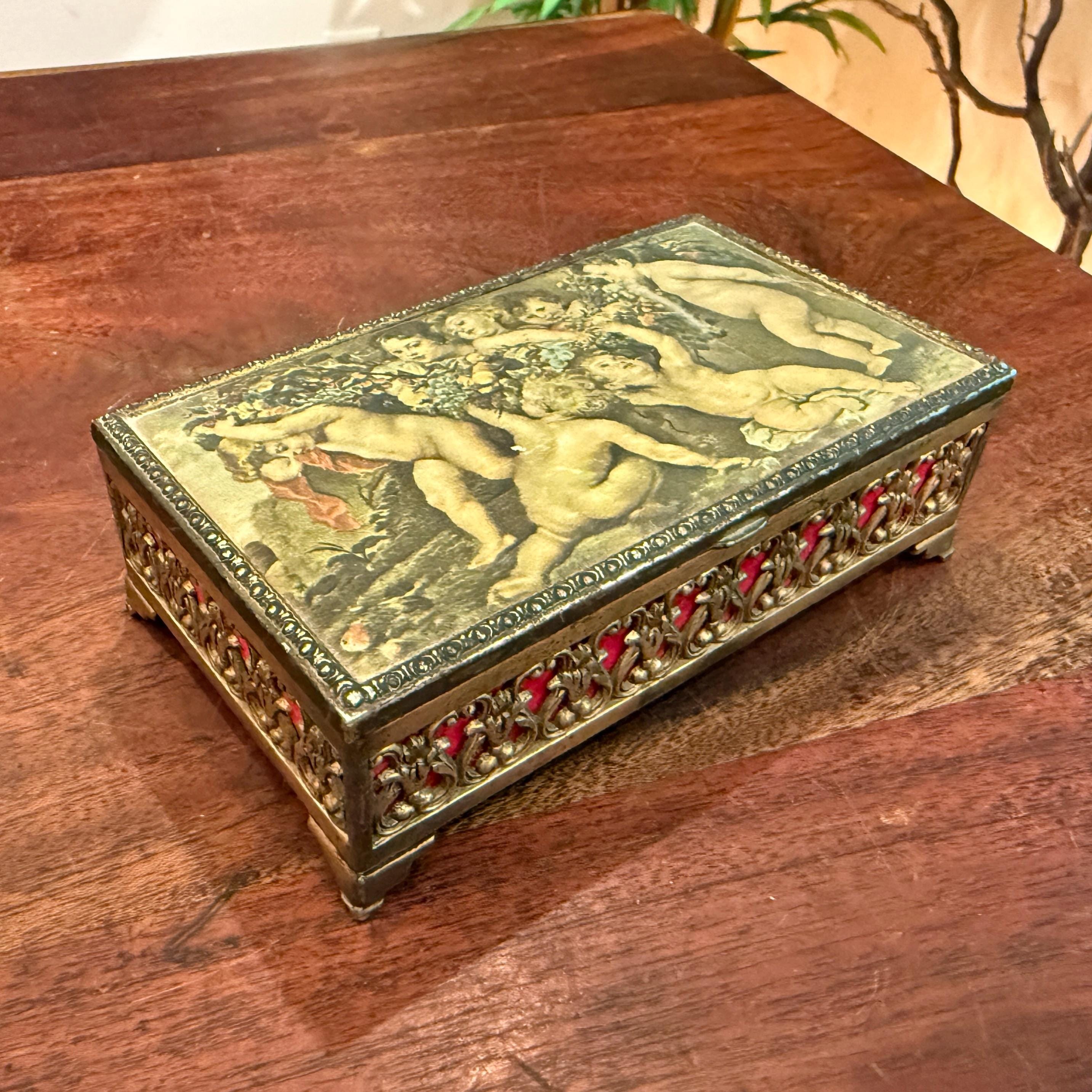 Metal Trinket Box Wood Lined Japan - Etsy