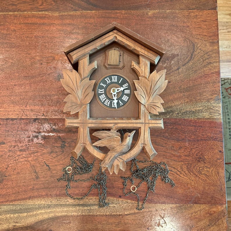 Mid Century Germany Wooden Cuckoo Clock - Top Part Missing - Made in Germany Black Forest Cabin Lake House Lodge Cabin Lake House Home Decor