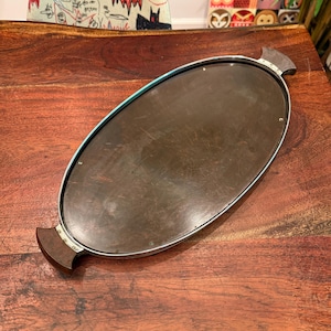 Antique c. 1930 Art Deco Brown Bakelite and Chrome Coffee Set Oval Serving Tray by Manning Bowman & Co. - TRAY ONLY - 1930&#39;s Home Decor