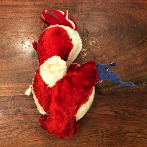 Mid Century Stuffed Rooster Toy by Gund - Doll Project - Needs Eyes & Felt - Farm Animal Chicken Farm Decor - Vintage Patriotic Rooster Doll
